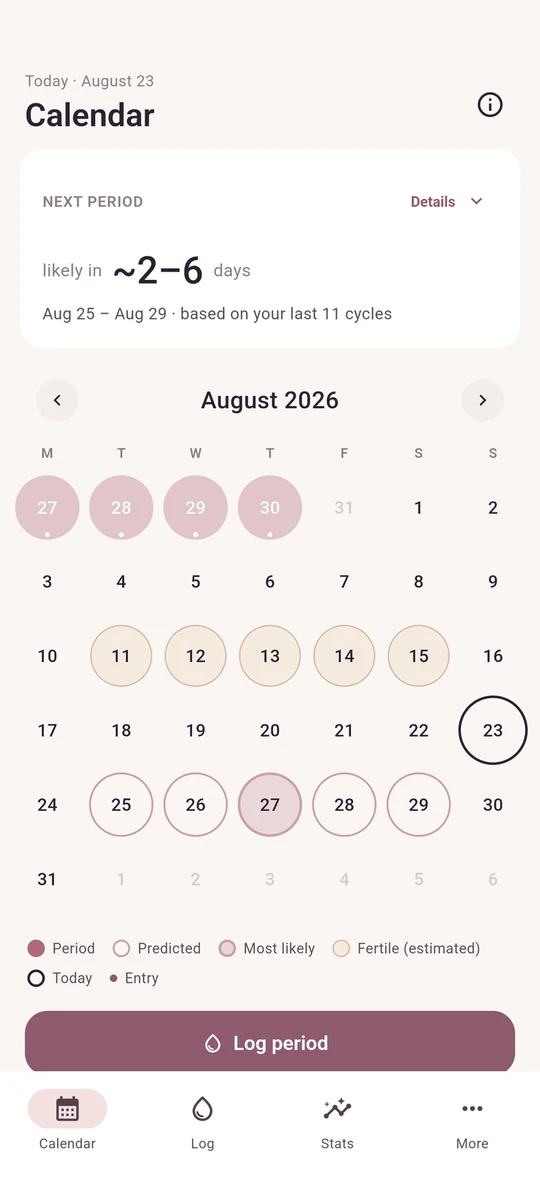 NolaCycle calendar view