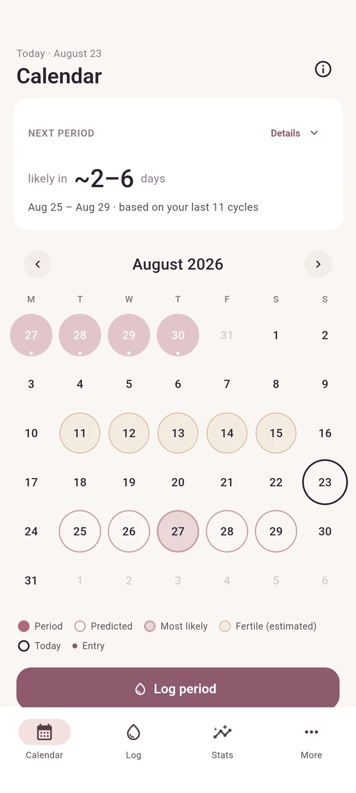 NolaCycle calendar view